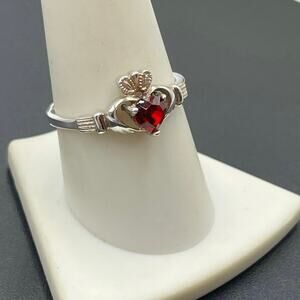 Solvar Ireland 925 Heart Love Friendship Marriage January Claudaugh Ring 9.5